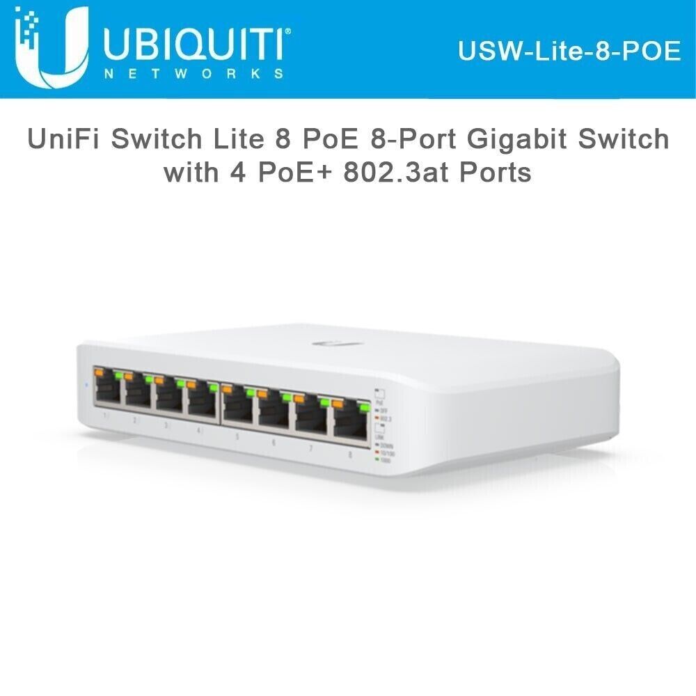 NEW SEALED Ubiquiti Networks USW-Lite-8-PoE Gigabit Ethernet Switch - SHIPS FAST