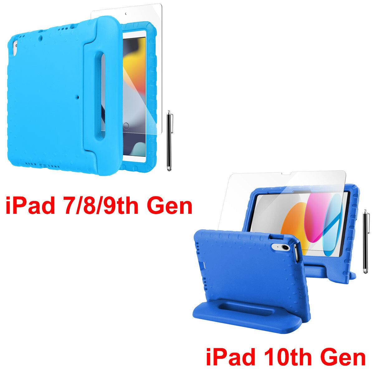 Case for iPad 10th 9th 8th 7th Generation Kids Shockproof Handle Stand EVA Cover