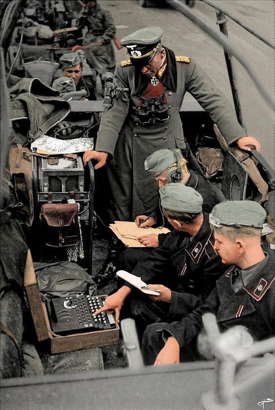 German Military Using Enigma Encryption Machine WW2 Re-Print 4x6