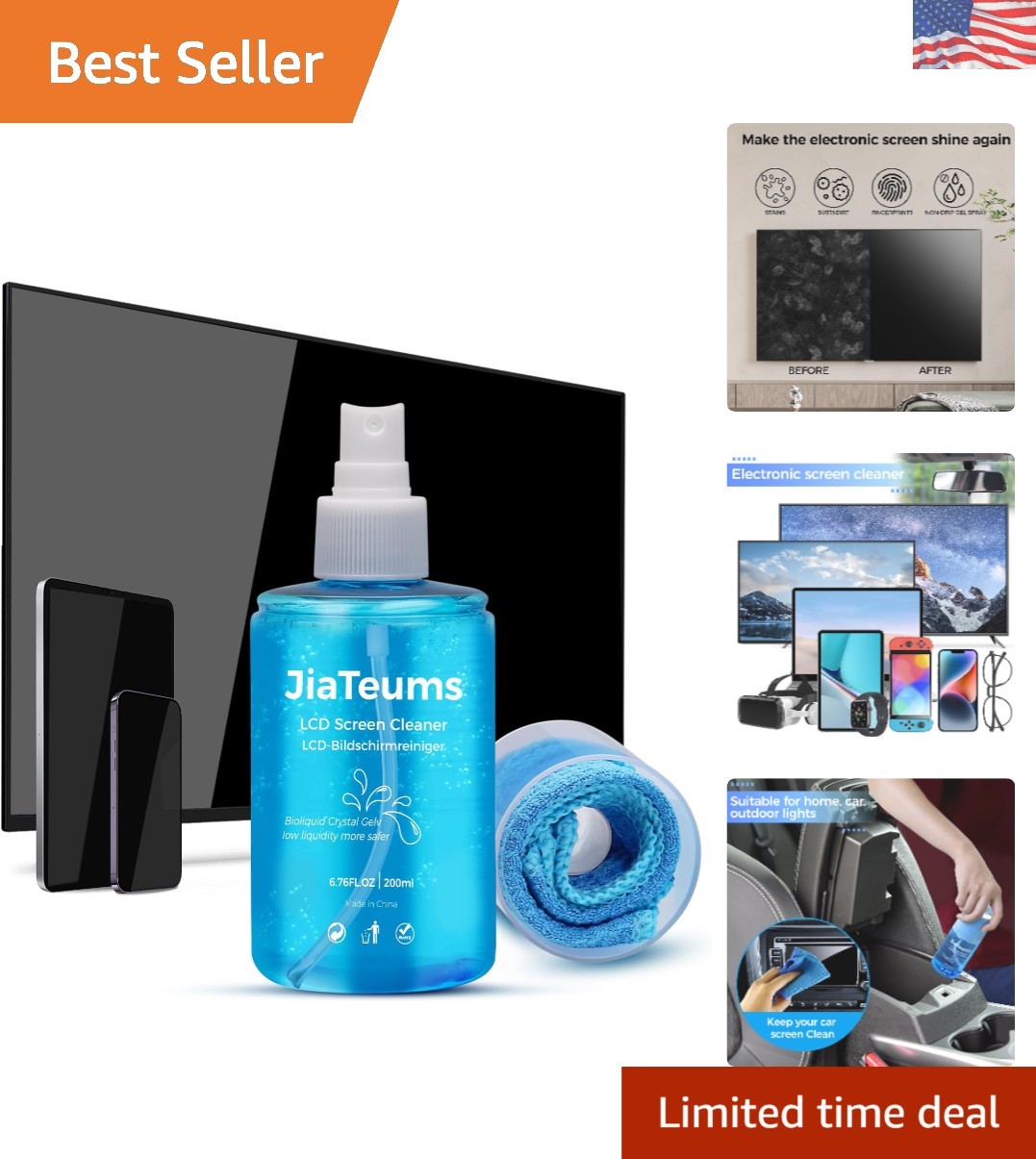 Versatile 200ml Screen Cleaning Solution with Anti-Static Cloth for All Devices