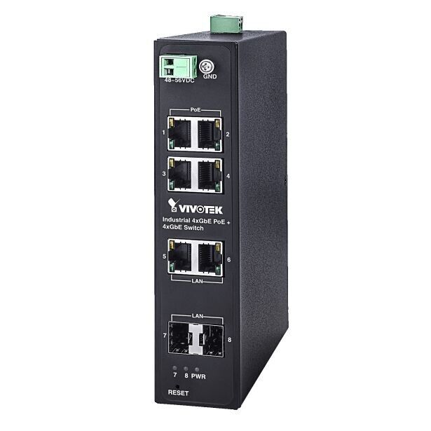 Vivotek - Industrial Unmanaged 4xGE PoE + 2xGE UTP + 2xGE SFP Switch