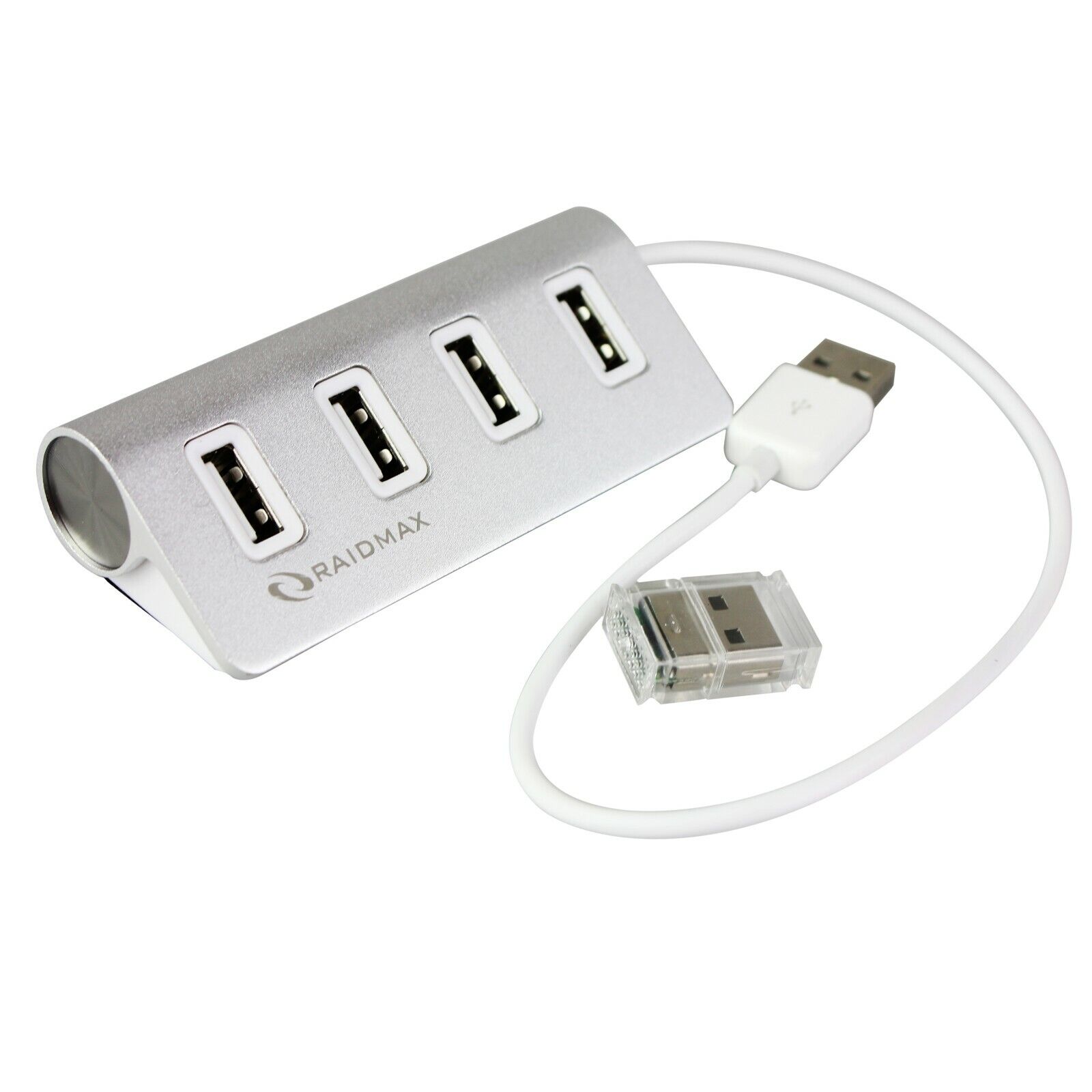 2 pk Aluminum 4 Port USB Hub High Speed Adapter Cable + Micro SD(TF) Card Reader