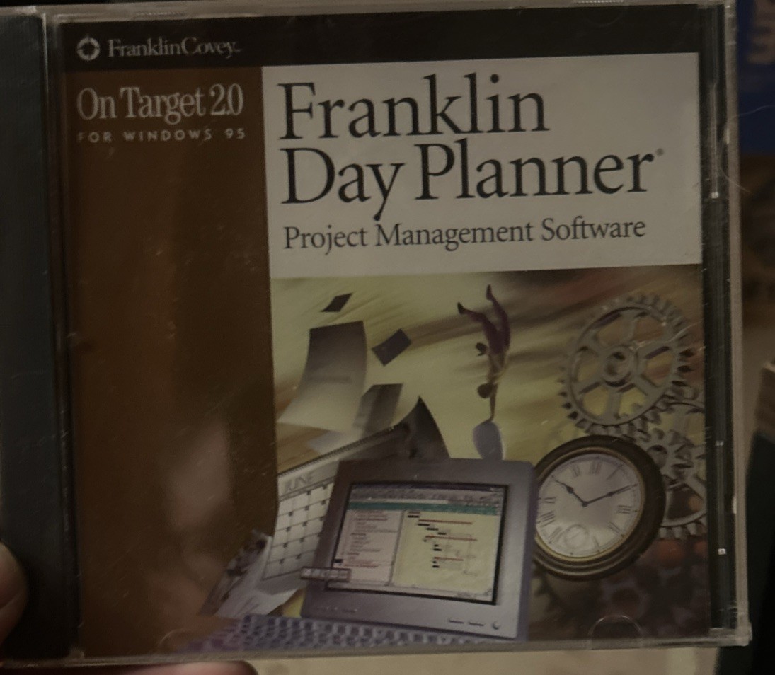 Vintage Franklin Day Planner On Target 2.0 Windows 95 PC Software Jewel Case Vintage Franklin Day Planner On Target 2.0 Windows 95 PC Software Jewel Case