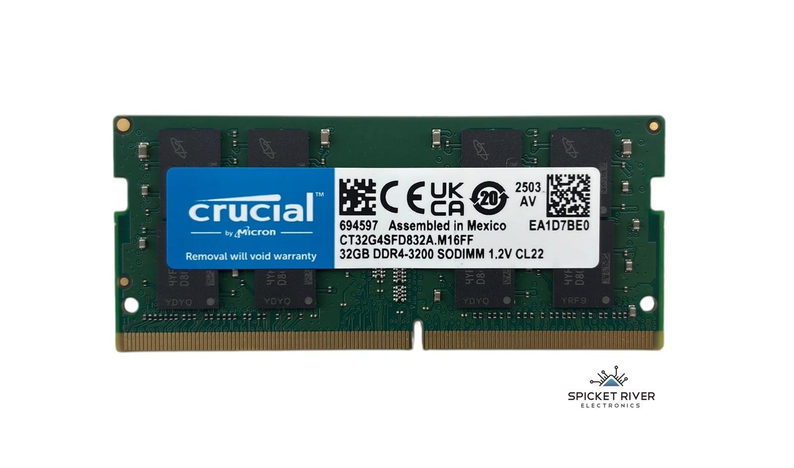 Crucial by Micron CT32G4SFD832A.M16FF 32GB DDR4-3200 SODIMM 1.2V CL22 RAM Crucial by Micron CT32G4SFD832A.M16FF 32GB DDR4-3200 SODIMM 1.2V CL22 RAM