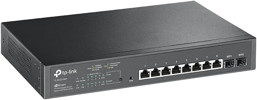 TP-Link TL-SG2210MP - JetStream 10-Port Gigabit Switch 8-Port New damage Box TP-Link TL-SG2210MP - JetStream 10-Port Gigabit Switch 8-Port New damage Box