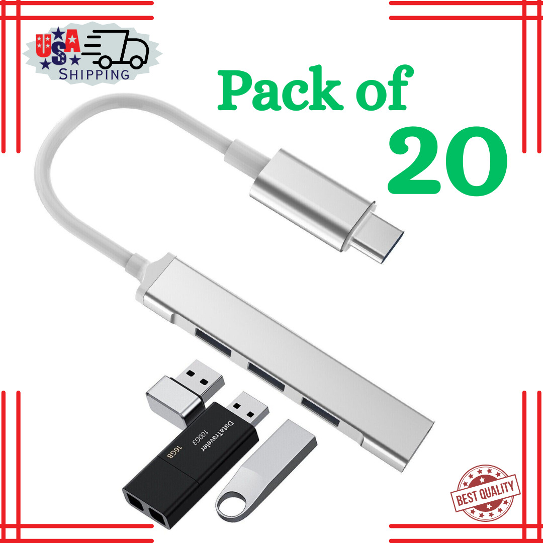 20x USB-C Type C to USB 3.0 4 Port Hub SplitterFor PC Phone Mac iPad MacBook Pro
