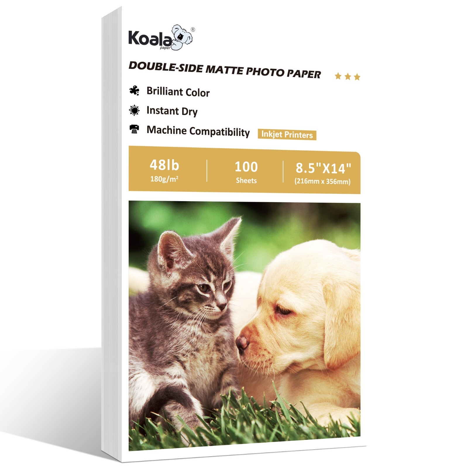 Koala Double Sided Matte Inkjet Photo Paper 48lb 100 Ct 8.5x14 Legal Size 180gsm Koala Double Sided Matte Inkjet Photo Paper 48lb 100 Ct 8.5x14 Legal Size 180gsm