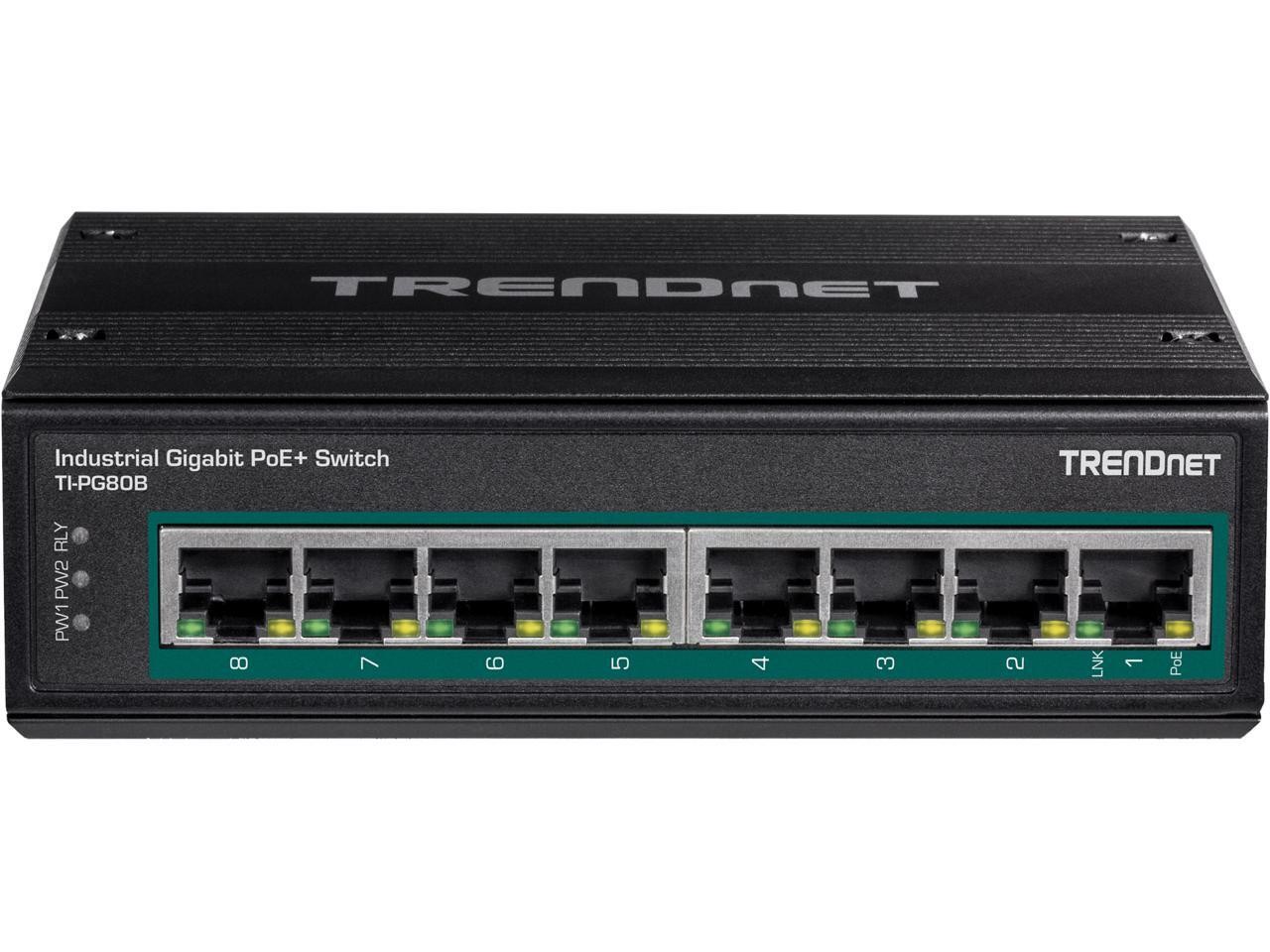 TRENDnet 8-Port Hardened Industrial Unmanaged Gigabit 10/100/1000Mbps DIN-Rail S TRENDnet 8-Port Hardened Industrial Unmanaged Gigabit 10/100/1000Mbps DIN-Rail S
