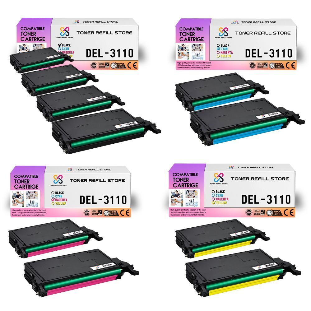 10Pk TRS 3110 BCYM Compatible for Dell 3110 3110CN MFP 3115CN Toner Cartridge