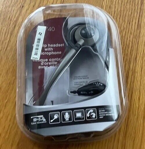 Cyber Accoustics Ear Clip Headset With Microphone  Ac-740 Open Box Never Used