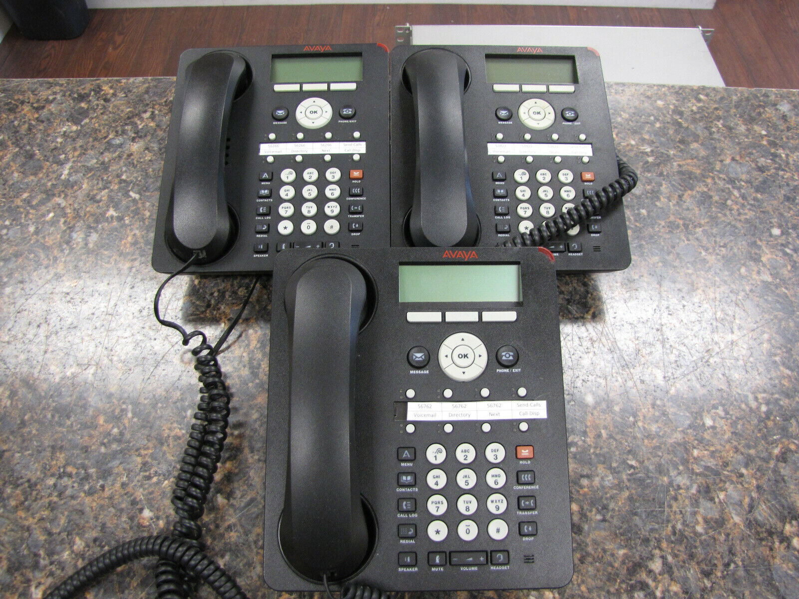 Lot of (3) Avaya 1608 VOIP Office Business Phones with Stands 