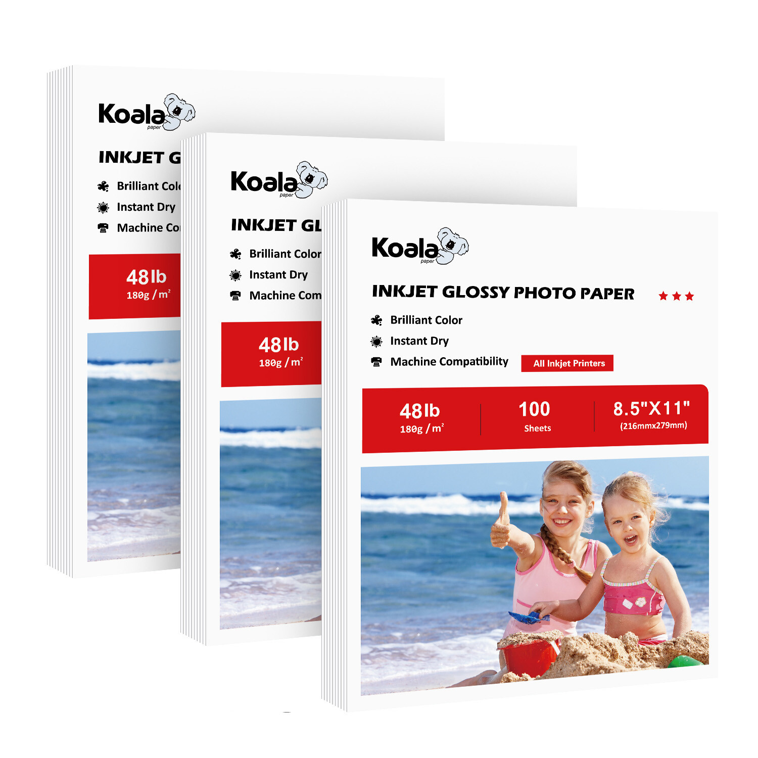 300 Sheets Koala Photo Paper 8.5 x 11 Glossy 48lb Inkjet Printer Epsn. HP Canon 300 Sheets Koala Photo Paper 8.5 x 11 Glossy 48lb Inkjet Printer Epsn. HP Canon