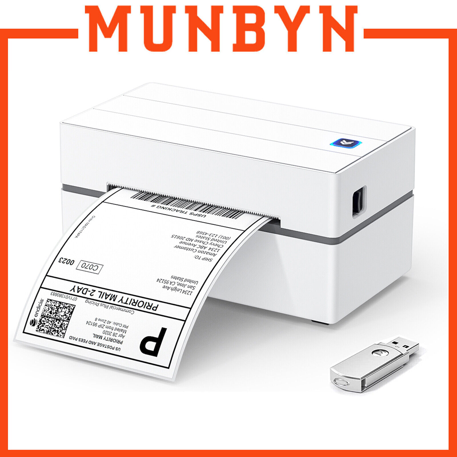 MUNBYN USB Shipping Label Printer 4x6 Thermal Barcode Desktop Printer 500 Labels