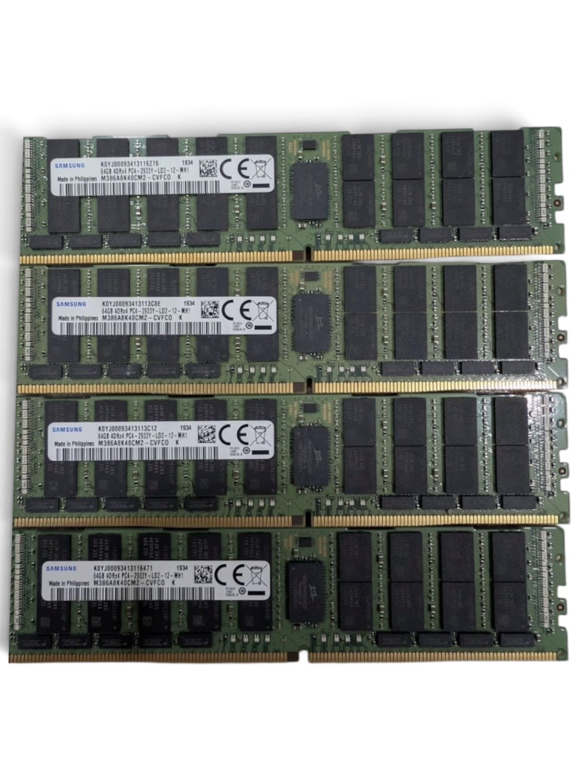 Lot of 4 Samsung 64GB DDR4-2933 ECC LRDIMM PC4-2933Y M386A8K40CM2-CVF 