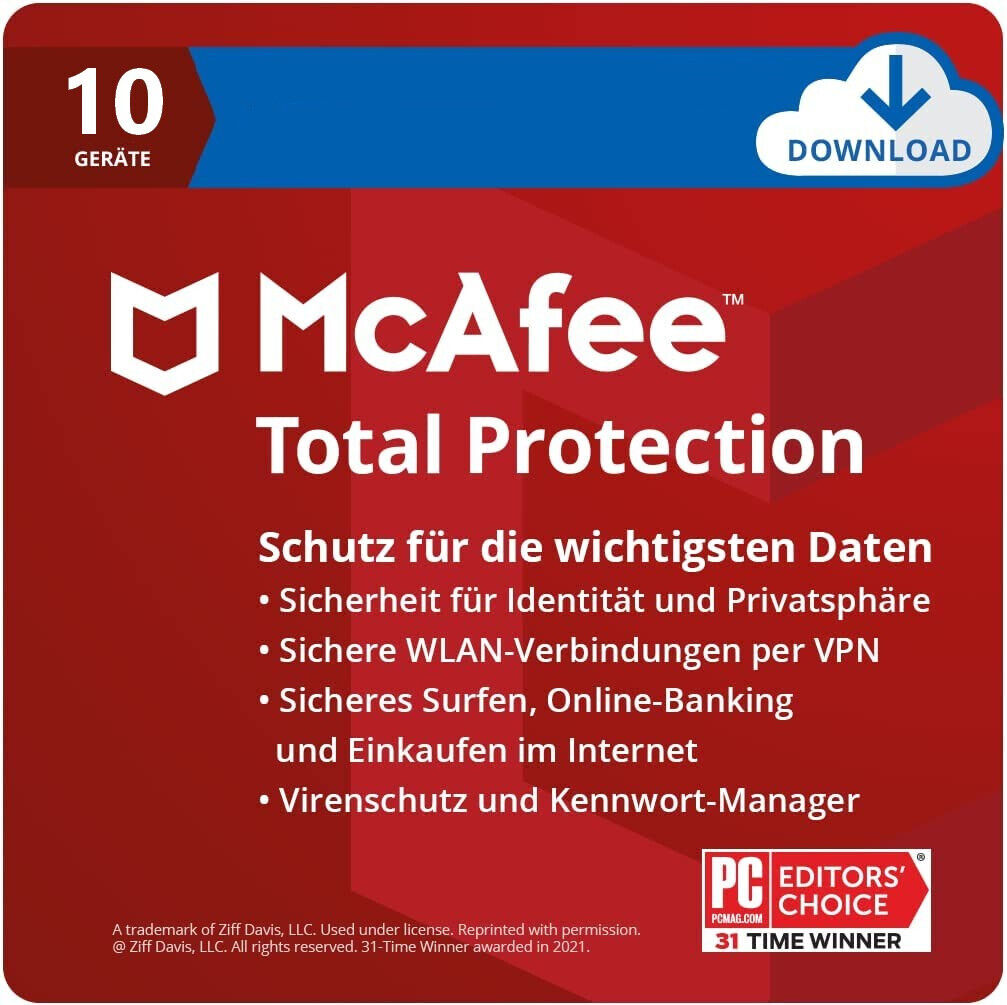 McAfee Total Protection 2024 10 Devices 1 Year | FULL VERSION / Upgrade | Antivirus