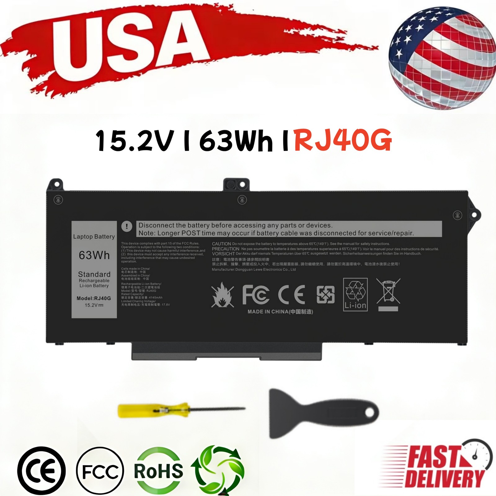 New Laptop Battery RJ40G For Dell Latitude 5420 5520 Precision 3560 M033W 63Wh New Laptop Battery RJ40G For Dell Latitude 5420 5520 Precision 3560 M033W 63Wh