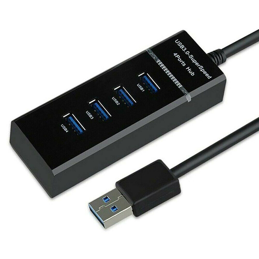 USB 3.0 Hub 4-Port Adapter Charger Data Sync Speed For Mac Pro MacBook Laptop PC