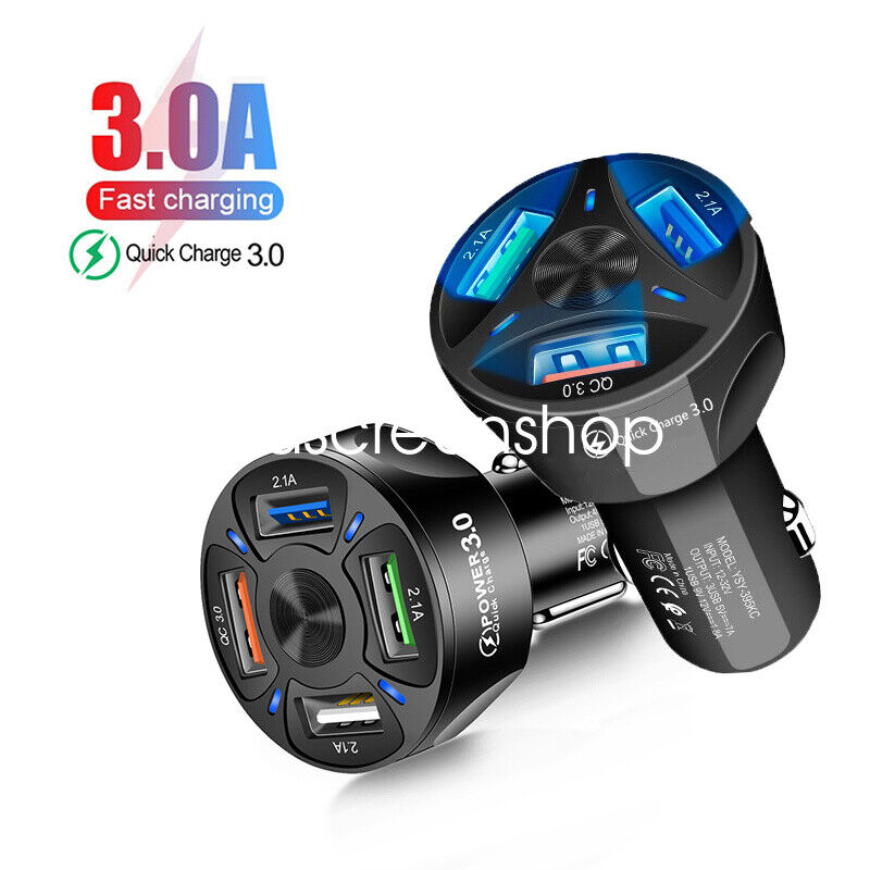 3 USB Port Super Fast Car Charger Adapter for iPhone Samsung Android Cell Phone