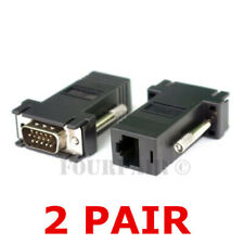 2 Pair (4 pcs) VGA SVGA to RJ45 Video Extender Adapters HD15 to CAT5e CAT6 100' picture
