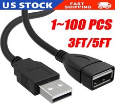 High-Speed USB-USB Extension Cable USB 2.0 Adapter Extender Cord Male/Female LOT picture