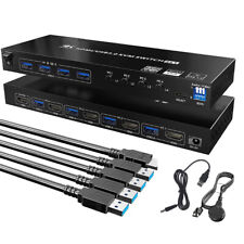 New- 4K HDMI KVM Switch USB 3.0 Dual Monitor 4 Ports 4K@60Hz 4 in 1 Out picture