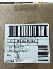 25/Box Leviton Cat 6A JACK 308-6AUJK-RL6 RJ6 BLUE 10 Gigabit Keystone picture