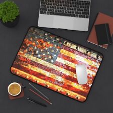 American Flag Desk Mat - Distressed American Flag on Rusted Metal Print picture