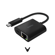 Belkin - USB-C to Ethernet + Charge Adapter - USB-C Thunderbolt 3 - Black picture