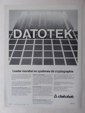 11/1982 PUB DATATEK ENCRYPTION SYSTEMS ENCRYPTION CRYPTOGRAPHY ORIGINAL FRENCH AD picture