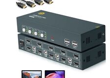 $161 GREATHTEK KVM Switch HDMI Dual Monitor Extend  Display 4 Port,USB2.0,Hotkey picture