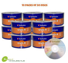 500 VERBATIM Blank 16X DVD-R DVDR Branded Logo 4.7GB Recordable Media Disc picture