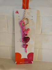 2026 Disney Parks Logo Mania Mickey Mouse Ear & Castle Pink Heart Bag Charm picture