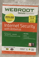 WEBROOT Secure Anywhere Internet Security Plus 3 Devices Antivirus Mobile PC Mac picture