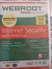 WEBROOT Secure Anywhere Internet Security, 3 Devices Antivirus Mobile PC Mac picture