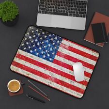American Flag Desk Mat - Distressed American Flag on Brick Wall Print picture