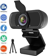 1080P HD Webcam with Microphone/Privacy Cover/Tripod-30FPS Streaming, 110° Angle picture