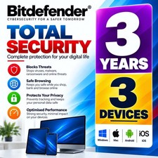 Bitdefender Total Security - 3 Years For 3 Devices + Daily VPN picture