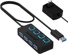 SABRENT 4 Port USB 3.0 Hub with Individual LED Lit Power Switches, Includes 5V/2 picture