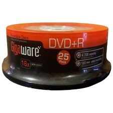 GIGAWARE  DVD R 120Min 4.7GB DATA 16X Speed 25 Pack Blank Discs New Sealed picture