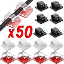 50Pcs Cable Clips Self-Adhesive Cord Management Wire Holder Organizer Clamp US picture