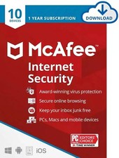 McAfee Internet Security 10 Devices, 1 Year Suscription. picture