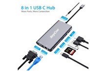 RayCue USB C Hub Adapter 8 in 1 USB-C to HDMI/VGA/R45 for Mac-Book, DELL, HP etc picture