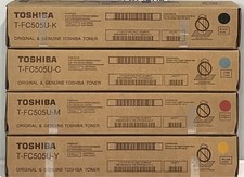 Toshiba T-FC505U Toner Cartridges Set KCMY OEM NEW FREE UPS GROUND SHIPPING picture