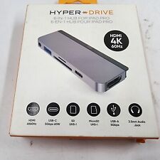 HyperDrive 6-in-1 USB-C Hub for iPad Pro/Air 4K HDMI microSD SD USB-A - Gray picture