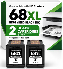 68XL 2 Pack Black Ink Cartridges Compatible with HP Envy 6555e 6552e 6155e picture