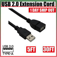 5FT/30FT USB 2.0 Extension Extender Cable Cord USB A Male to Female HIGH SPEED picture