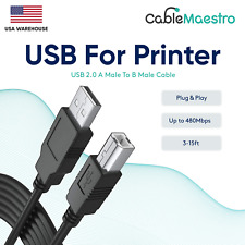 Printer USB 2.0 Cable Cord Transfer PC A to B Male Device HP Brother Canon Epson picture