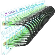 Sokqovt Cat6a Patch Cables Slim 15ft (24 Pack), Flexible Ethernet Cable 10G picture