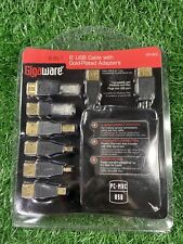 NEW GIGAWARE 6-IN-1 USB CABLE WITH GOLD PLATED ADAPTERS-PC-MAC picture