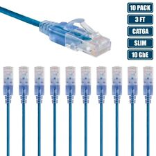 10x 3FT CAT6A RJ45 Ethernet LAN Network Patch Cable Slim Cord Router 30AWG Blue picture